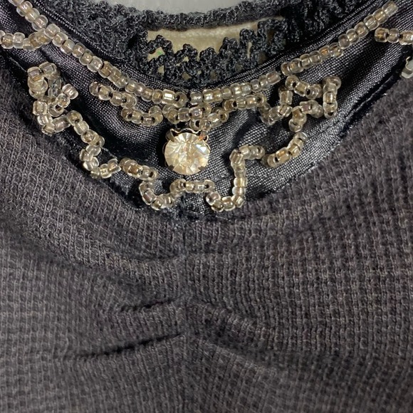 RARE Free People Rhinestone Tank Top Black Womens Sz Medium Y2K 2007 Collection - Picture 4 of 7